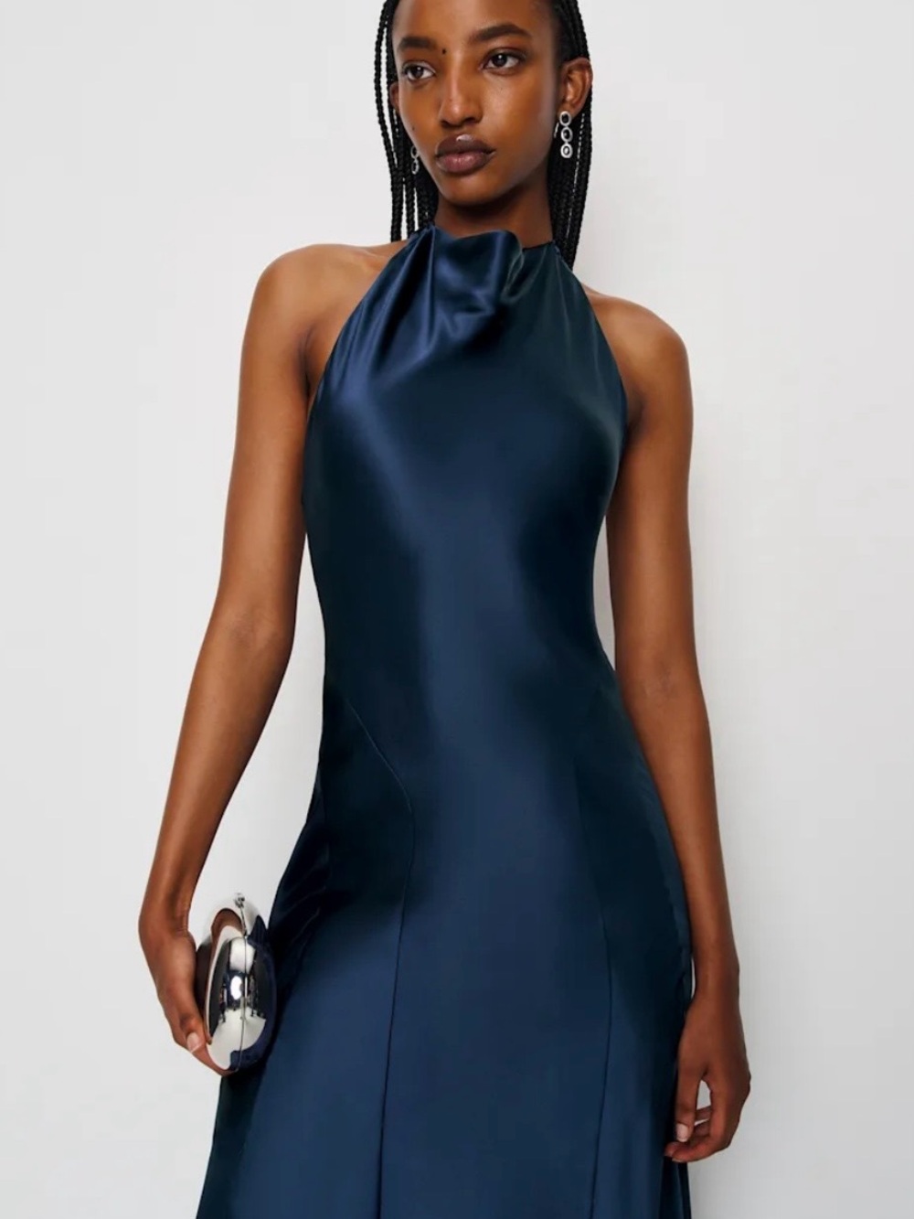 Reformation Kaylah Silk Dress Navy Size - 6